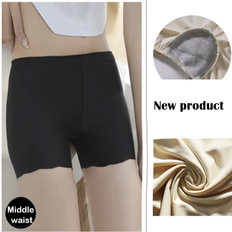 Сексуальные женские короткие брюки женские трехточечные ледяные шелковые безопасные тонкие анти-освещение страховые кружевные шорты большого размера популярная одежда