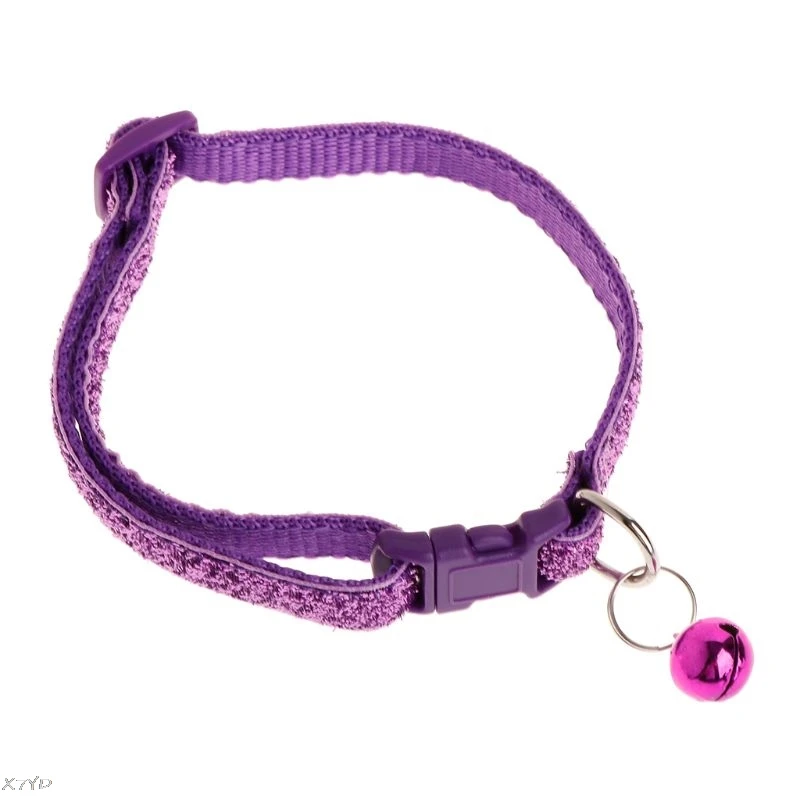 Ошейник для питомца светящийся блестящий ошейник для собаки, щенка, кошки, котенка, ожерелье с защитой от потери, Регулируемая пряжка для ремня, аксессуары для украшения - Цвет: Фиолетовый