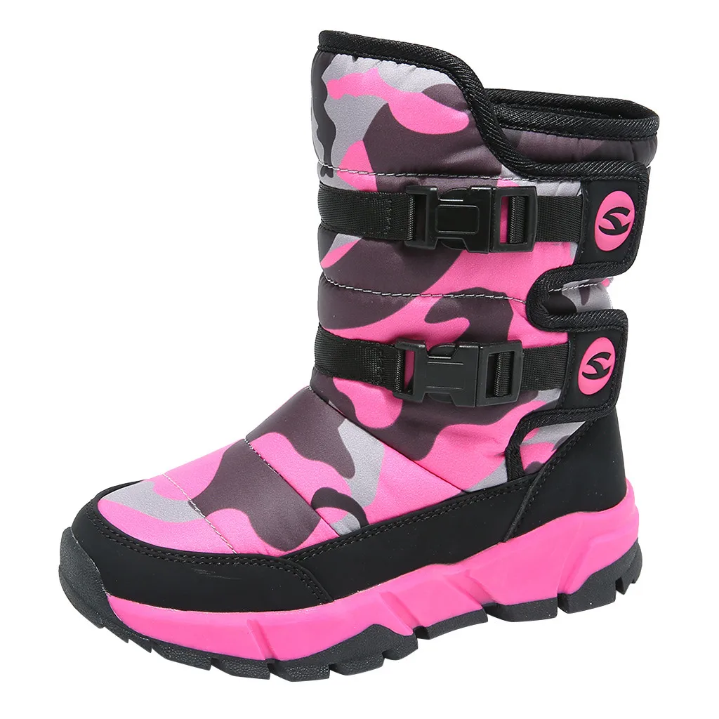 Женские зимние ботинки для мальчиков и девочек; теплая водонепроницаемая Уличная обувь без застежки