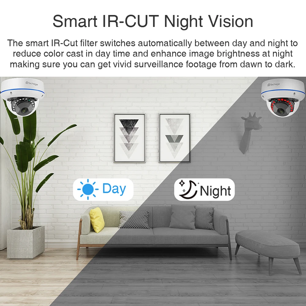 Techage 4CH 1080P Home Security 2TB HDD NVR 4pcs POE CCTV Camera System 2MP Audio Sound Outdoor IR