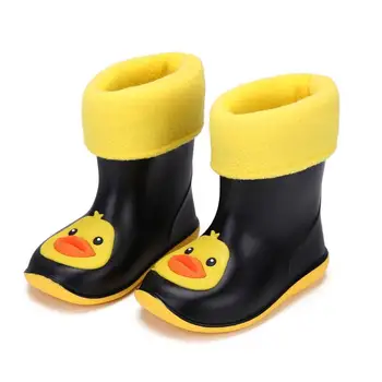 

New Children Rain Shoes Fashion Kids Boots Pvc Rubber Boy Baby Cartoon Shoes Girl Waterproof Rain Boots Warm Plush Snow Boots