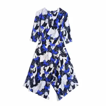 

European and American women's dress 2020 summer new styles 5 minutes of sleeve Cartoon horse printing Fashionable silk dress