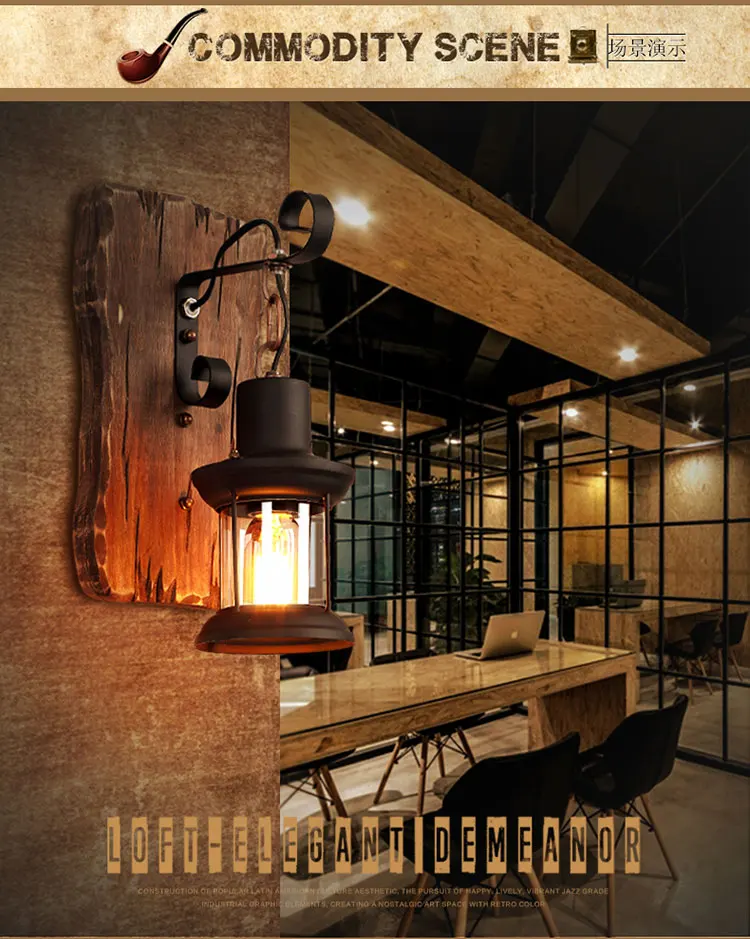 Лофт американская Ретро настенная лампа из цельной древесины комната кафе бар ресторан прохода Балконная дверь лодка деревянный настенный светильник