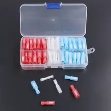 60PCS Assortment Electrical Fully Insulated Butt Crimp Terminals Bullet Male & Female Wire Quick Connectors Kit AWG 24-10