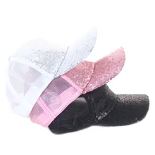 Модная бейсбольная кепка s для женщин и девушек, бейсбольная кепка с конским хвостом, блестящая сетчатая Кепка с блестками, регулируемая солнцезащитная Кепка s