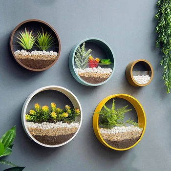 

CREATIVE IRON METAL WALL ART VAAS BLOEMENMAND THUIS OPKNOPING DECORATIE ORNAMENT RONDE VORM VAN EFFEN KLEUR BLOEM VAAS HOUDER
