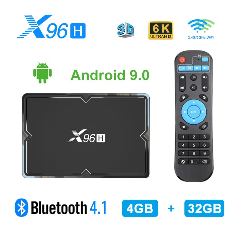 

X96H TV BOX Android 9.0 4GB 64GB 32GB Allwinner H603 2.4G+5G Dual WIFI 4K Google Store Youtube Smart Media Player Set Top Box