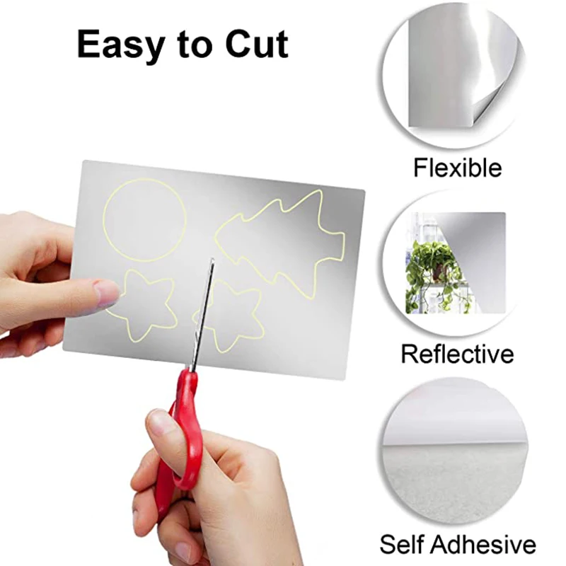 32 Pi/èces 6 x 9 Pouces Feuilles de Miroir Flexibles Carreaux de Miroir Adh/ésifs Non en Verre Autocollants de Miroir Mural pour D/écoration Murale /à Maison