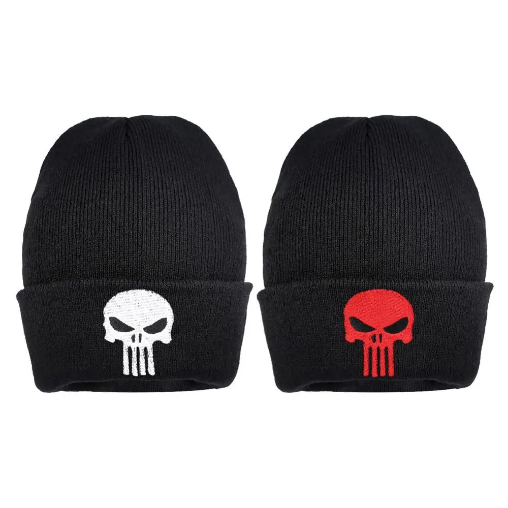 Ребристые зимние теплые кепки, шапки женские Bonnets хип-хоп шапка черепки Череп Вышивка Уличная мужская шапка бини вязаная шапка крутая