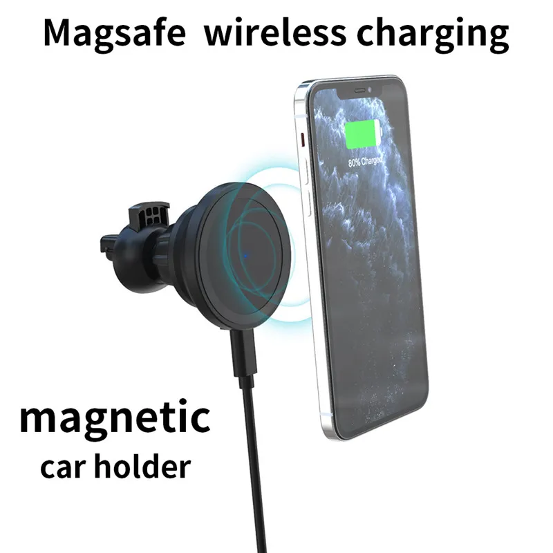 

For iPhone 12 Pro Max HaloLock Magnetic Wireless Car Charger Mount 15W Magsafe Fast Charging Wireless Charger Car Phone Holder