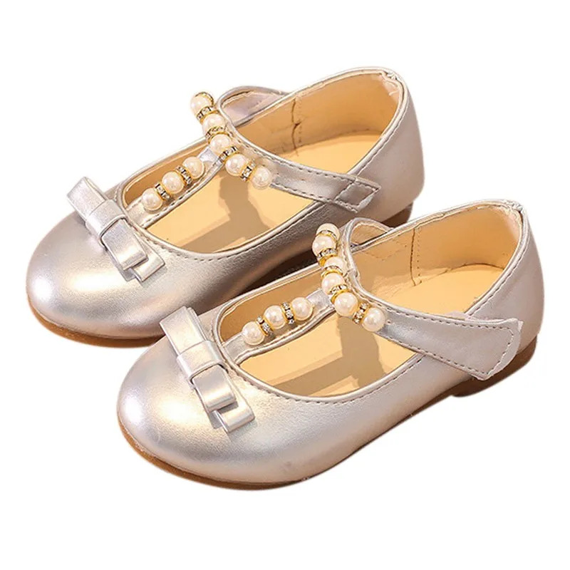 Y Fashion Girls Flat Dress Party Shoes Children Toddler Kid Bowknot Pearl Princess Shoes - Цвет: Y