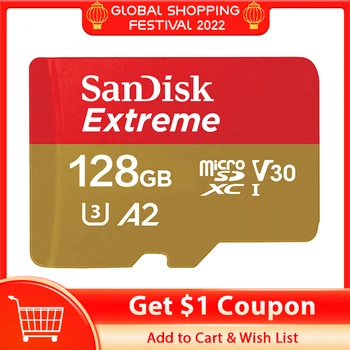 Sandisk Original Memory Card Extreme Micro SD Card A2 A1 V30 U3 Flash Card 64GB 32GB TF Card 128GB Memory Microsd For Free Ship 1