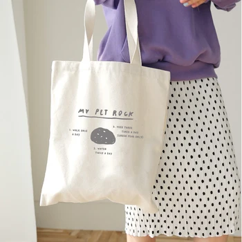

Letter Printing Fashion Simple Casual Canvas Tote Eco Large Capacity Women Handbag Shoulder Bags Cool Kawaii Kpop Foldable