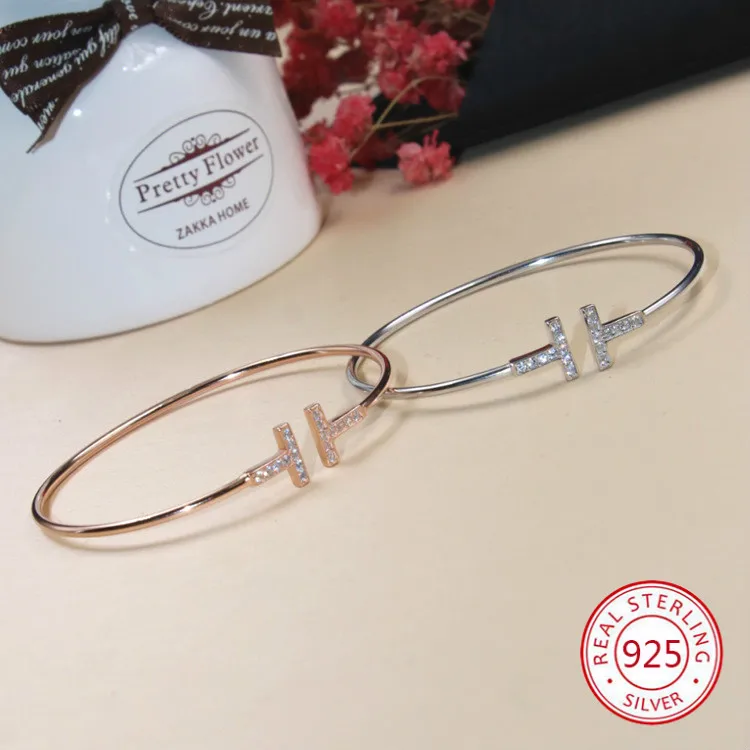 

925 sterling silver open bracelet simple fresh fashion personality female Christmas letter styling to send lover 2019 new hot