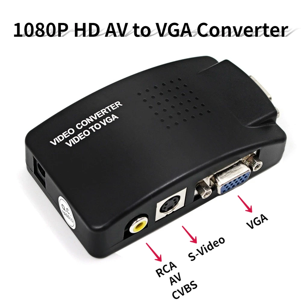 Композитный конвертер RCA AV S Video в VGA адаптер для ПК ТВ Mac Lcd|rca s-video|rca rcaconverter box |