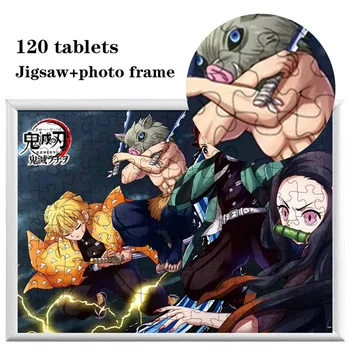 

DIY Cartoon Anime Demon Slayer Jigsaw Puzzles 120 Pcs Assembling Puzzles Toys for Adults Children Kids Educational Toys Unisex