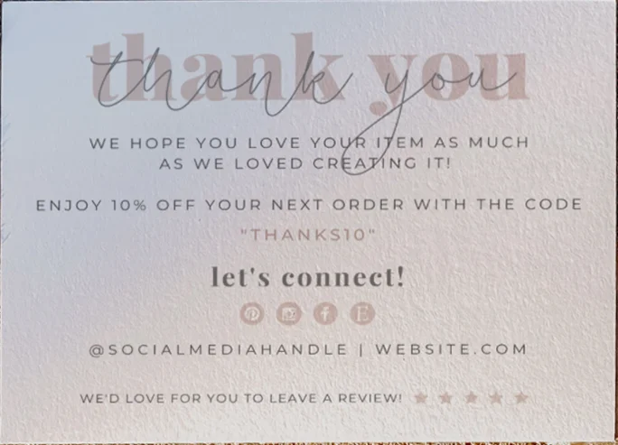 

EDITABLE Business Thank You Card Printable Thanks For Your Purchase Card Small Business Package Insert Card