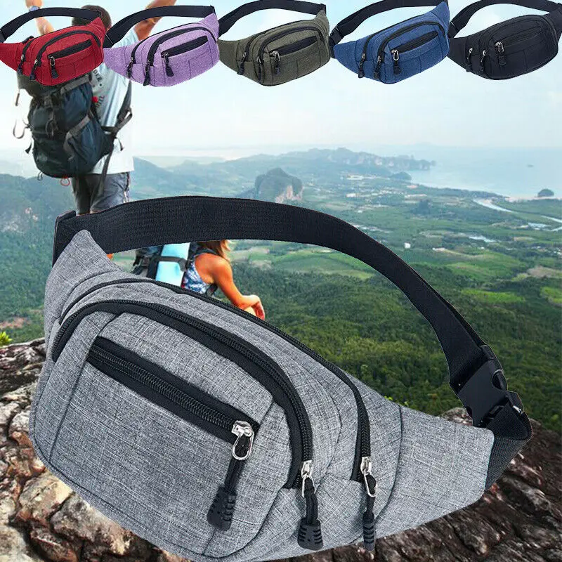 

Travel Bum Bag Fanny Pack Waist Bag Zipped Outdoor Sports Shoulder Bag Pouch Casual Adjustable High Capacity Men Sport Waist Bag