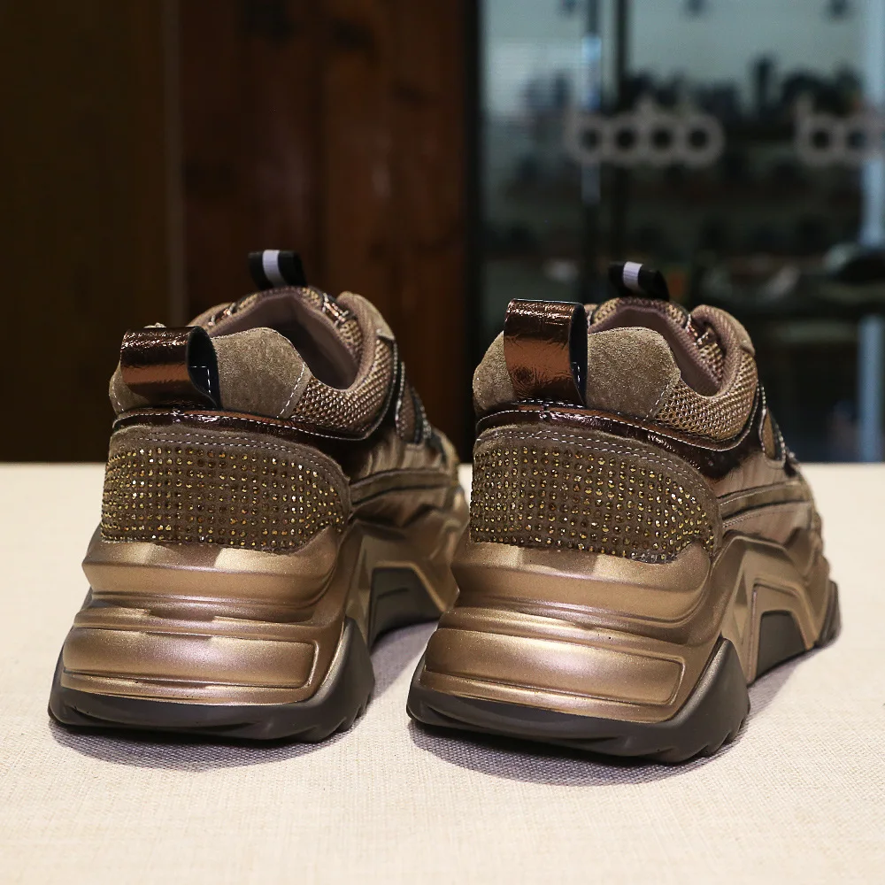 Обувь с кристаллами; женские кроссовки на платформе с высоким берцем; zapatos de mujer; женская обувь на толстой подошве; обувь для папы