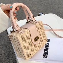 Mini Straw Crossbody Shoulder Bags for Women 2021 Summer Luxury Handbags and Purses Beach Travel Weave Square Totes Fashion