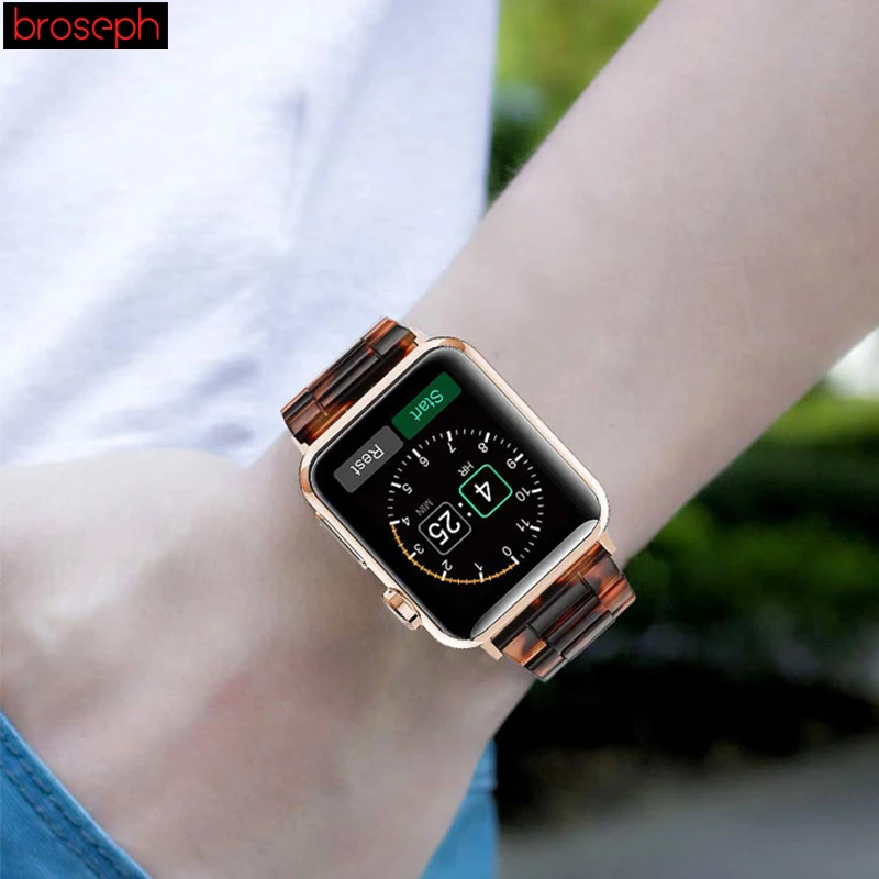Ремешок из смолы для iwatch 4 Band 44 мм 40 мм Push-браслет на кнопке для Apple Watch Series 4 3 2 1 часы браслет Ремешки для часов