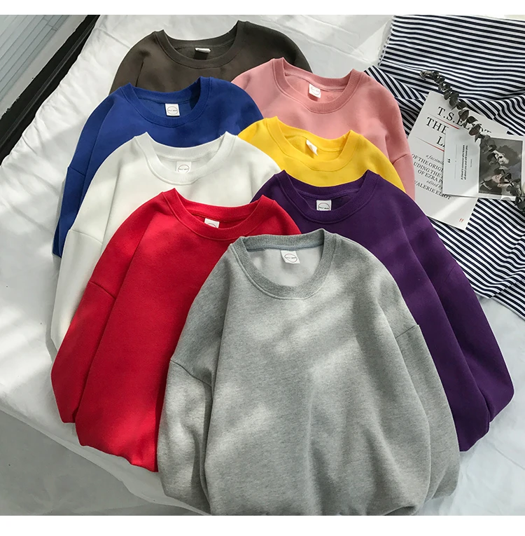 

Long Sleeve Crewneck Sweatshirt Unisex Tops Women Men Casual Baggy Oversize Couple Pullover Spring Autumn Jumper Plus size S-5XL