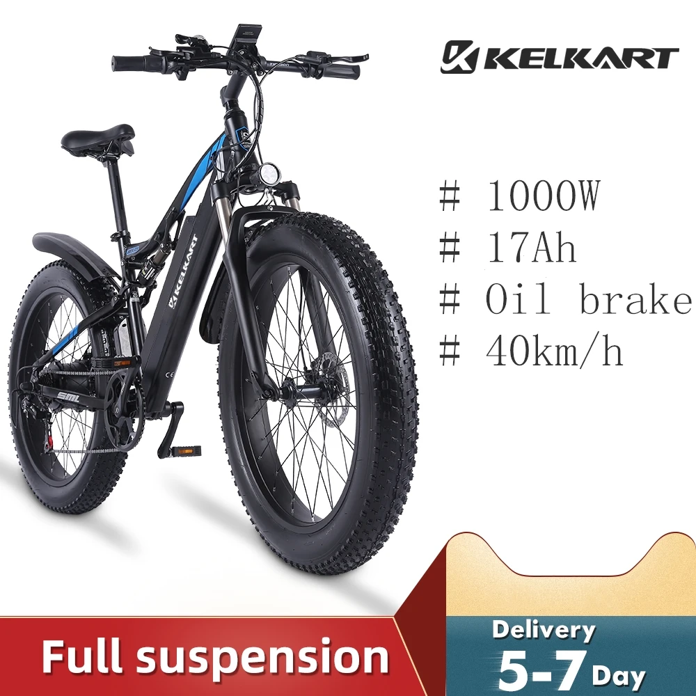 Электрический велосипед KELKART 48 в 1000 Вт взрослый 4 0 на толстых покрышках 40 км/ч