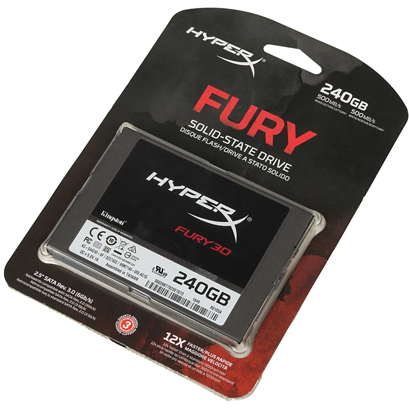 Накопитель SSD Kingston SATA III 240Gb KC-S44240-6F Fury 3D 2.5"