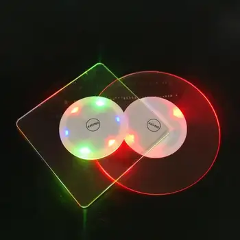 

Luminous Coaster Cup Mat Acrylic Crystal Ultra-Thin Led Light Lighting Base Lamp Coaster Cocktail Coaster Flash Bar Bartender