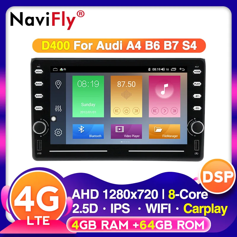 NaviFly VOICE control DSP Android for Audi A4 B6 B7 S4 B7 B6 RS4 B7 2002 2008 Car multimedia With IPS screen CARPLAY BT|Car Multimedia Player| - AliExpress