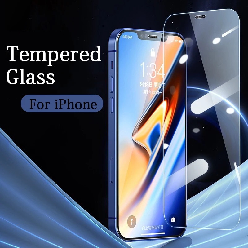 Full Cover Tempered Glass On The For iPhone 13 12 Mini 11 Pro Xs Max X XR 7 8 6 6s Plus 5 5s SE Screen Protector Protective Film | Мобильные