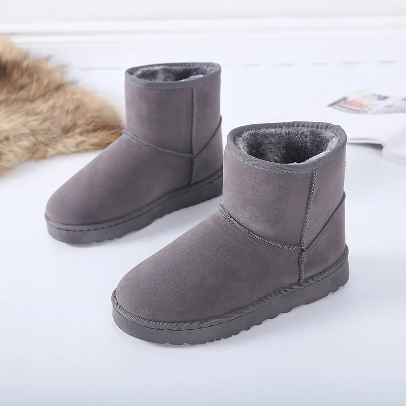 Winter Women's Short-Tube Snow Boot Plush Warm Women Shoes Suede Round-Toe Flat Heel Ankle Boots botines mujer WSH4267 women snow boots