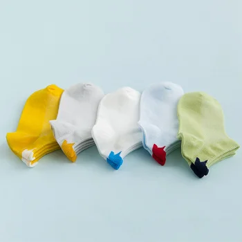 

High Quality Five Pairs Of Spring And Autumn Children's Socks Summer Thin Boat Socks Pentagram Printed Mesh Socks Hot