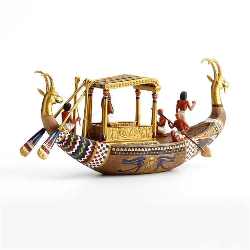 

Creative Ancient Egypt Figure King Ship Resin Art&Craft Home Living Room Office Desk Ornaments Statue Decor M3863