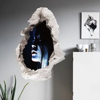 

Halloween Wall Stickers Bedroom Living Room Decoration Broken Wall Female Ghost Wall Stickers Waterproof 14101