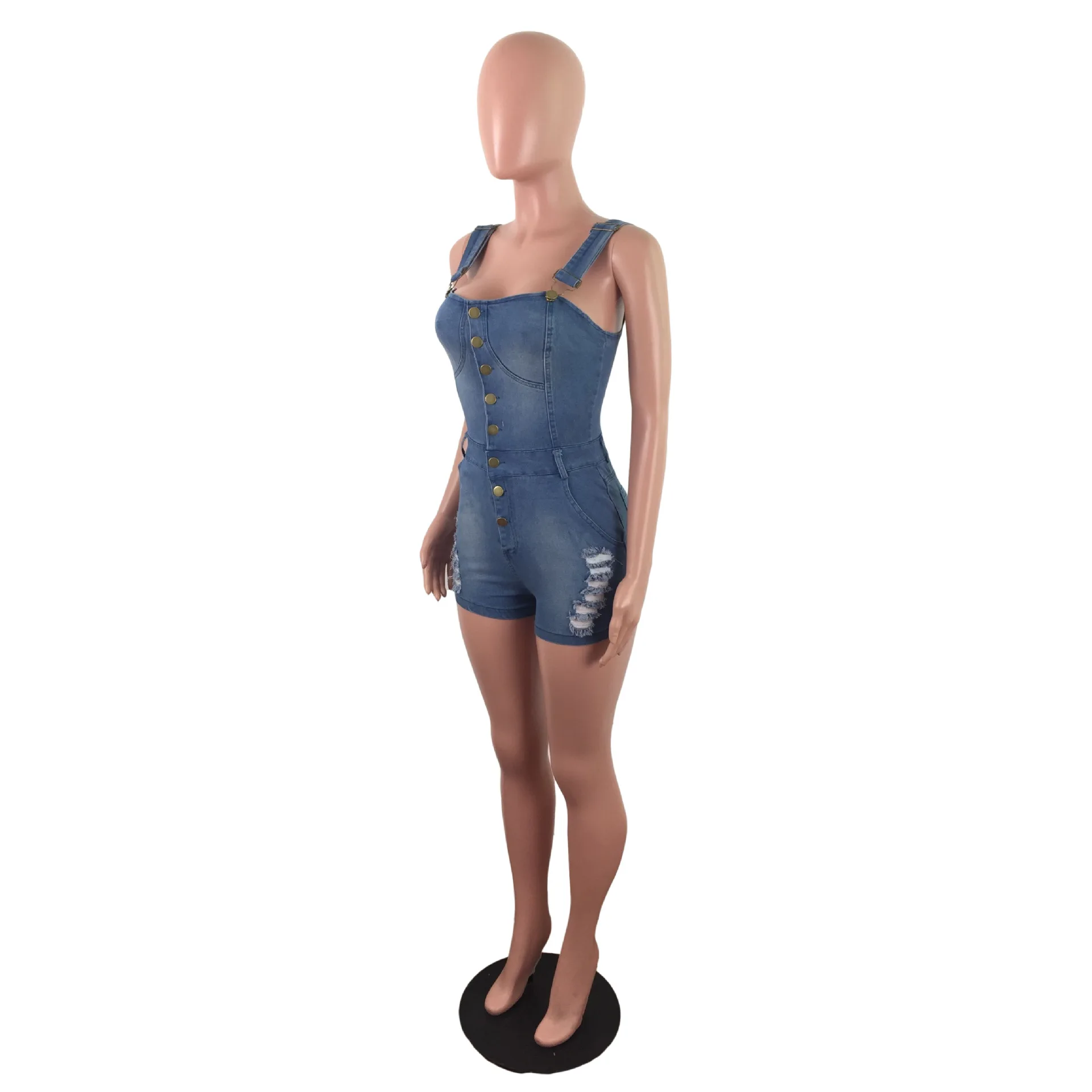 Lemon Gina Лето отверстие Спагетти ремень без рукавов bodycon короткий джинсовый комбинезон модные винтажные джинсы комбинезон 5027
