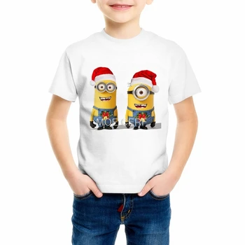 

Hot Fashion Funny Minions kids T Shirt Hot Style Funny T-shirt Summer Cartoon T Shirt boy/girl Tee Christmas T-shirt Top C18-31