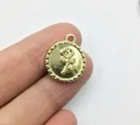 gold Eruifa, 20 шт, 15 мм, Новое поступление, розовый цветок, цинковый сплав, прямоугольная монета, ожерелье, серьги, браслет, ювелирные изделия, сделай сам, ручная работа, 2 цвета - Окраска металла: gold