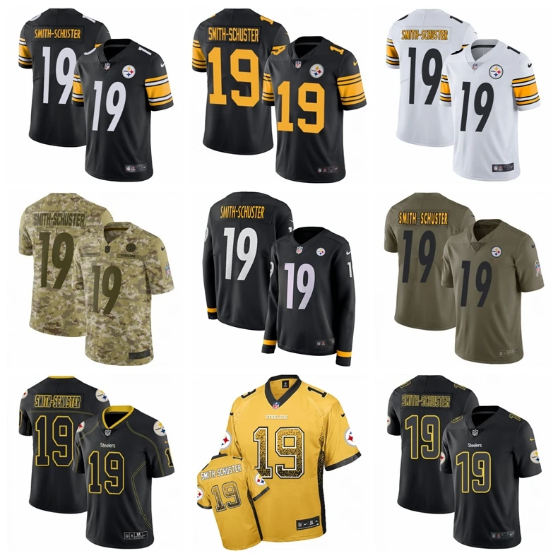 Все сшитые Питтсбург качественные мужские футболки Steelers JuJu Smith-Schuster