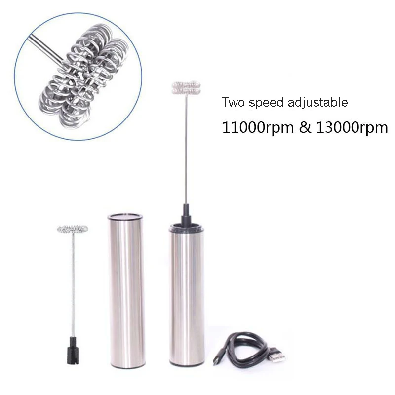 

Electric Milk Frother Portable USB Eggbeater Foamer 2 in 1 Adjustable Speed Coffee Blender Hand Mixer Milk Foamer Blowing Agent
