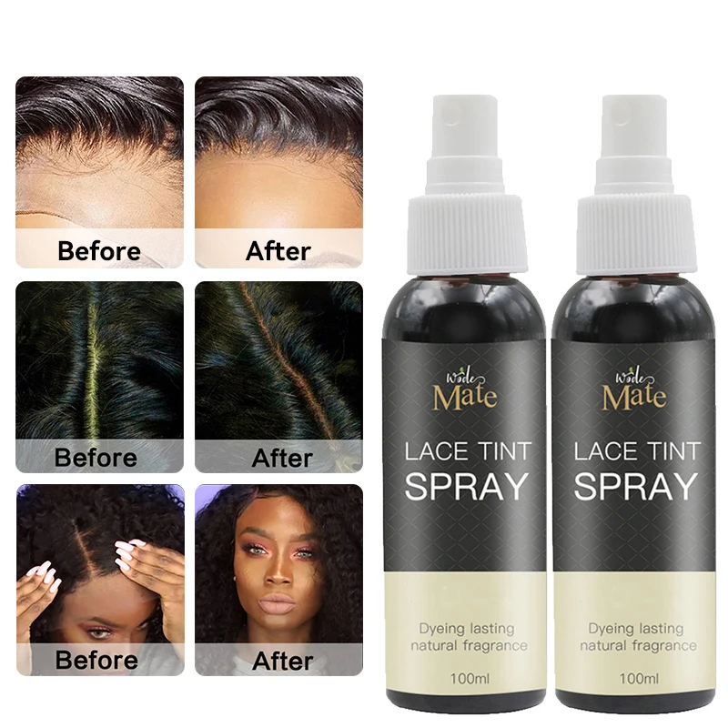 Private Label Lace Tint Spray for Wigs Dark Brown Middle Brown Light Lace Dyeing Spray Tinted Aerosol