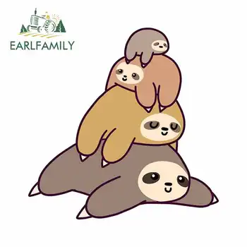 

EARLFAMILY 13cm x 13cm for Sloth Stack Personality Creative Stickers Vinyl Car Sticker Decal Decoration Suitable for VAN RV SUV