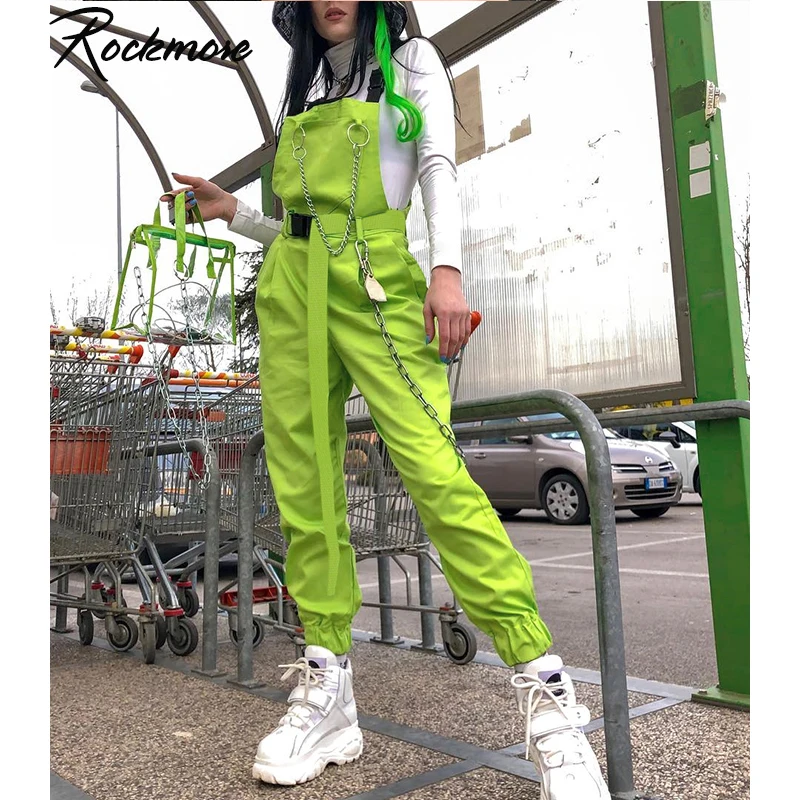 Rockmore Punk Overalls Women Cargo Pants With Chain Streetwear Buckle Strappy High Waist Long Pants Harajuku Femme Trousers Fall Rockmore Punk Overalls Women Cargo Pants With Chain Streetwear Buckle Strappy High Waist Long Pants Harajuku Femme Trousers Fall