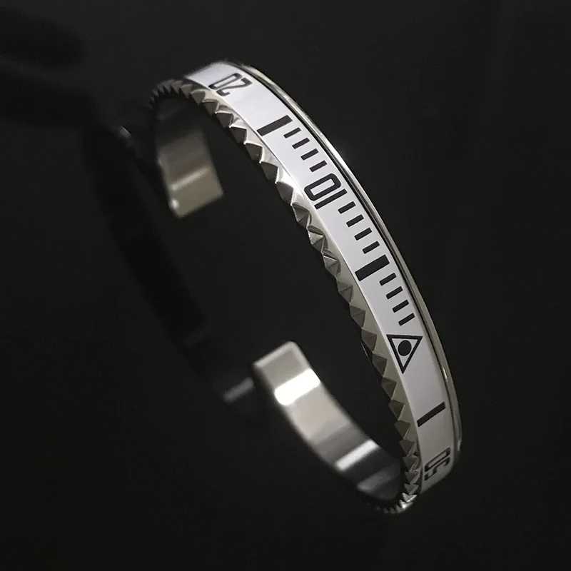 white Циферблат стальной браслет "Спидометр"& Браслеты bracciale uomo нержавеющая сталь браслеты манжета браслет ободок Pulseiras Бижутерия - Окраска металла: white