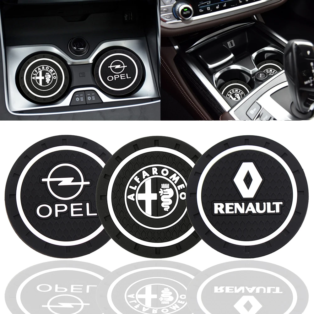 

2pcs 2.83 inch Car Logo Cup Holder Silicone Coaster For Mazda Benz Peugeot Chevrolet Audi BMW Honda NISSAN SUZUKI Toyota Ford