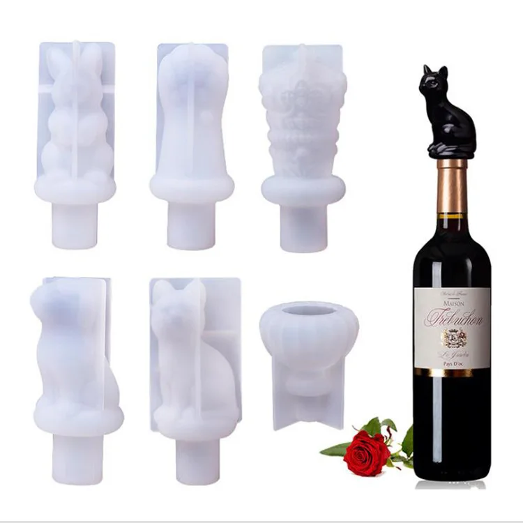 Crystal Epoxy Resin Mold Red Wine Cork Mold Crown Cat Claw Diamond Bottle Stopper Silicone Mould For Resin DIY Jewelry Making