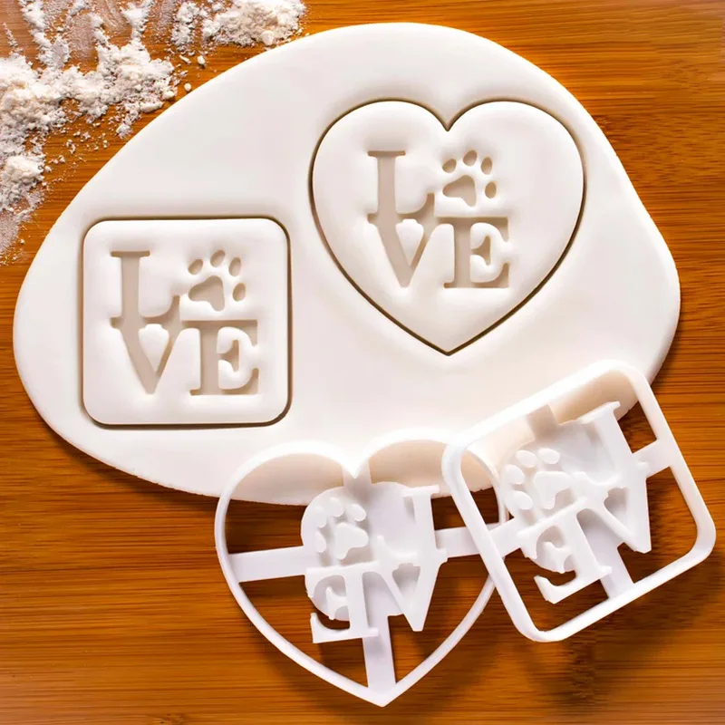 1 3 Pcs Set Cookie Cutters Mold Fondant Pastry Mould Love Valentines Day Gift DIY Plastic Biscuit Stamp Bakeware Baking Tools