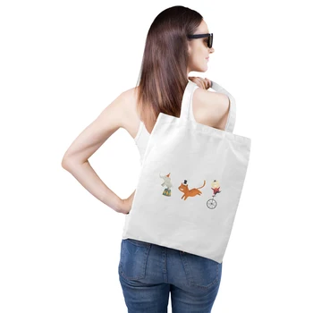 

Women Shoulder Bag Cartoon Cute Animal Show Female Canvas Summer Tote Bag Travel Outdoor Shopper Storage Bag Pouch
