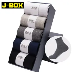 J-BOX, 5 пар/партия, мужские хлопковые носки 2019, новые стили, черные, бизнес мужские носки, дышащие, Осень-зима, для мужчин, американский размер