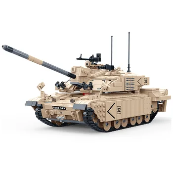 

1467Pcs DIY Military Theme 1:18 Challenger Tank Assembly Model Small Particle Building Block Model Kit Kids Gift 2019 New